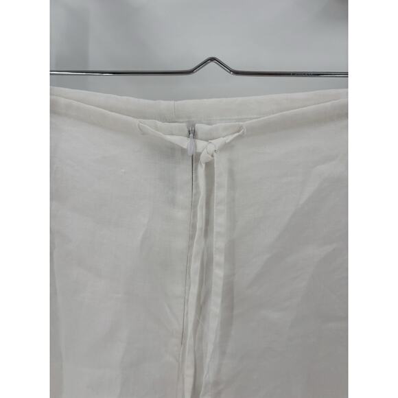 Kaelyn Max Vintage Pants Womens 14 White Canvas Sheer Floral Butterfly Cropped - Picture 2 of 16